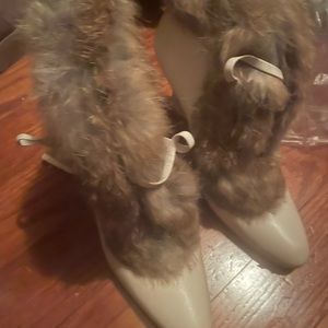 Beautiful new booties with genuine rabbit fur. Size 8. Non smoking environment.